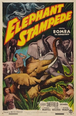 Elephant Stampede Wooden Framed Poster