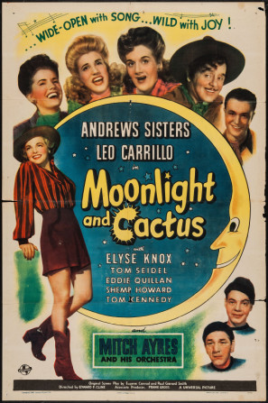 Moonlight and Cactus Wooden Framed Poster