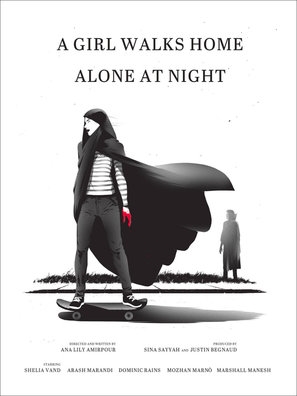 A Girl Walks Home Alone at Night Wooden Framed Poster