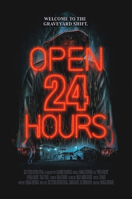 Open 24 Hours Wooden Framed Poster