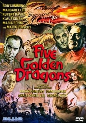 Five Golden Dragons Wooden Framed Poster