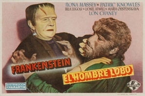 Frankenstein Meets the Wolf Man Wooden Framed Poster