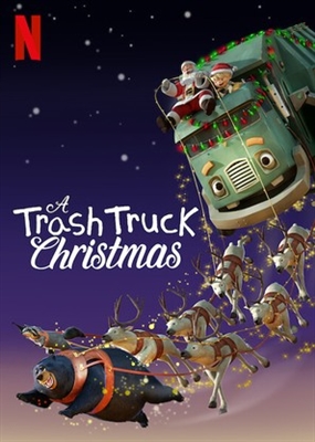 A Trash Truck Christmas Wooden Framed Poster
