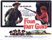 Four Fast Guns Wooden Framed Poster