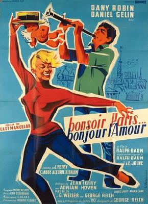 Bonsoir Paris Poster with Hanger