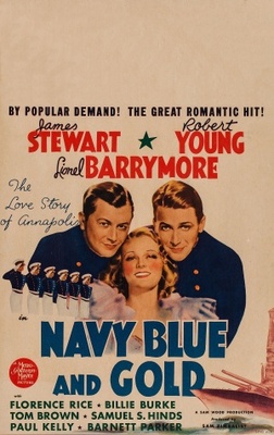 Navy Blue and Gold Metal Framed Poster